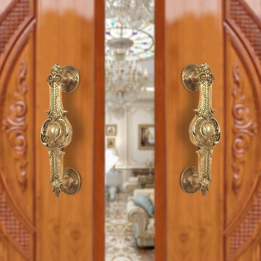Brass Design Door Handle (Pack of 2) (Height :9.5 inch)