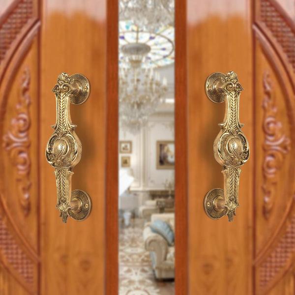 Brass Design Door Handle (Pack of 2) (Height :9.5 inch)