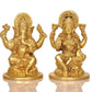 God Ganesha Lakshmi Idol Brass Statue Sitting On Lotus| Lakshmi Ganesh Murti (Height 4 Inch)