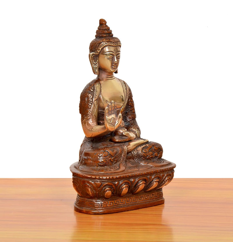Brass Abhaya Mudra Buddha Idol (Height 7 Inch)