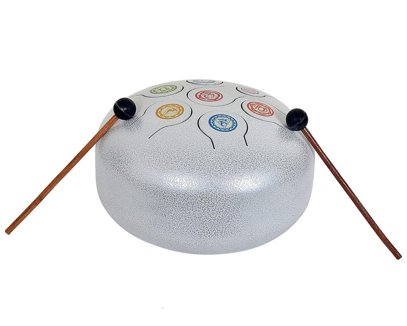 Steel Happy Drum with Rubber Musical Mallet and Travel Bag (Height : 5 inches) (silver)