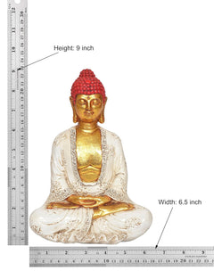 Buddha-Statue Maße: Höhe 9 Zoll, Breite 6,5 Zoll, roter Kopf, goldene Robe