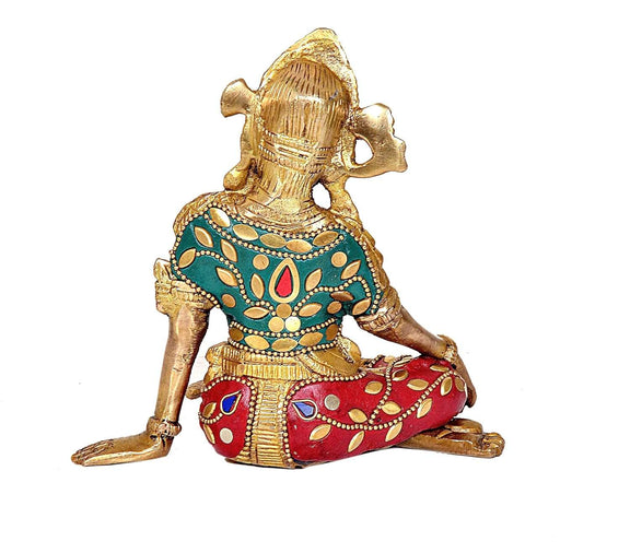 Sitting God Indra Dev Brass Idol (Height : 5.75 inches)