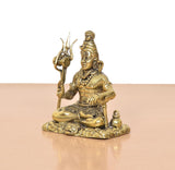Shiva Aashirwaad Mudra brass figurine, side view with trident and small pot