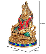 Brass Lord Kuber idol, front view with dimensions 12.7 cm height and 6.35 cm width