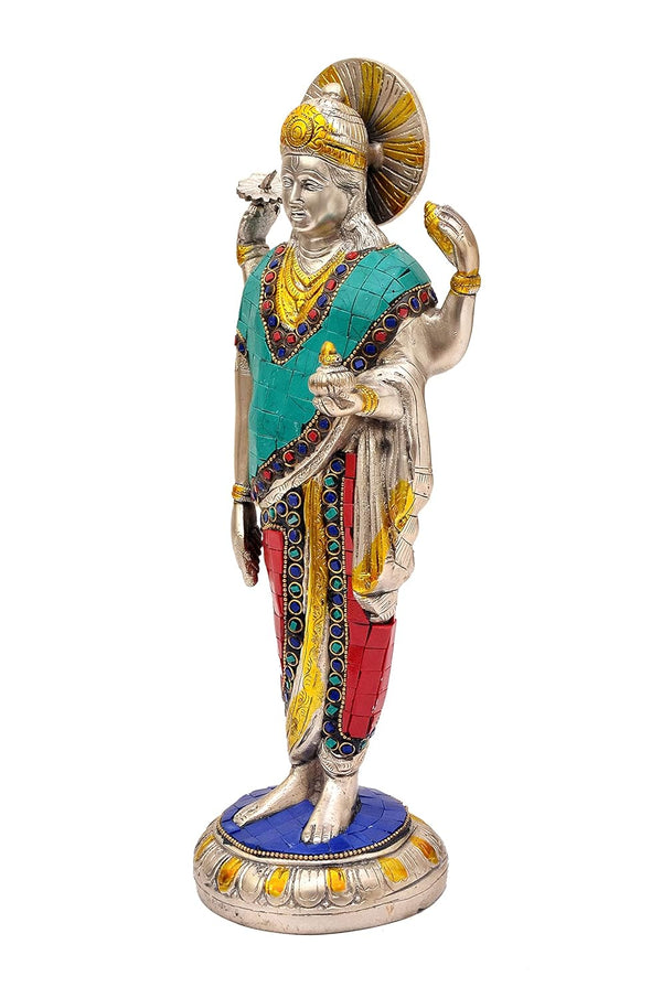 Dhanvantari The Physician of Gods Brass Statue Home Decor Height 12.5 Inch Study Setting