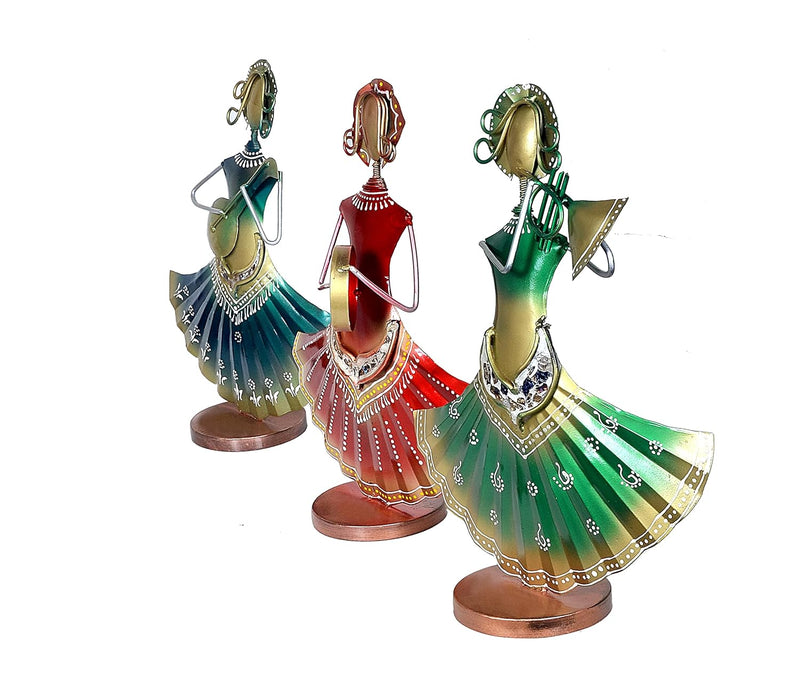 Iron Indian Folk Art Musicians Showpiece Set of 3 (Height 17 Inches)