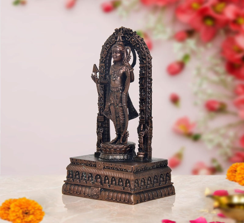 Copper Ram ji ki Murti Ram Lalla Statue in Ayodhya Mandir for Home and Office Decor Idol (Height 7 inch)