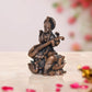 Copper Goddess Saraswati Sitting with Swan Devi of Study Maa Saraswati (Height: 2.5 Inch)