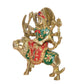 Brass Durga Maa with Lion Idol Hindu Goddess Sherawali MATA Murti MATA Rani Statue Figurine Home Temple (Height: 7 Inch)