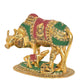 Metal Kamdhenu Cow with Calf and Bal Krishna (Height: 6.5 Inch)