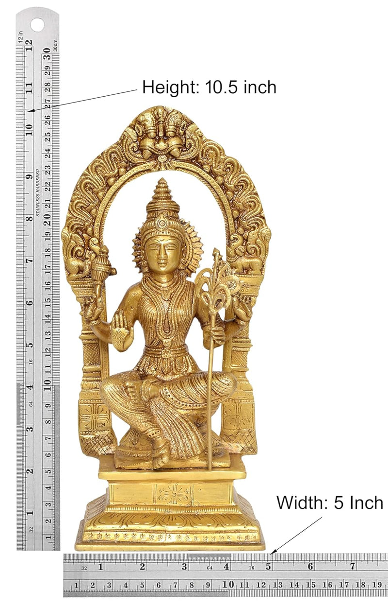 Brass Goddess Rajarajeshvari Idols, Tripura Sundari Murti, Lalita Devi, Rajarajeshwari Sculpture, Raj Rajeshvari Statue,(Height : 10.5 inch)