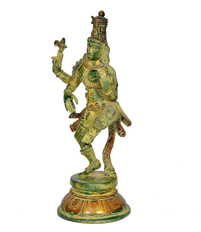 Brass Shiva and Parvati Dancing Ardhanrishvara Murti Religious Statue for Home Temple Decor (Height : 12 inch)