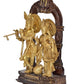 Brass Radha Krishna Idol Statue On Artistic Frame for Home Decor and Pooja Mandir Temple Office Decor (Height 14 Inch)