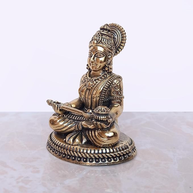 Brass Maa Annapurna or Annapoorna Murti Gift Article Decorative Showpiece Brass Idol Height 3 Inch