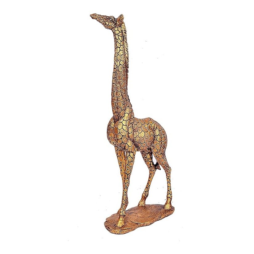 Polyresin Giraffe Animal Statue Giraffe Sculpture for Home Office Cafe Hotel Decor Decorative Gift Antique Gold Color Height 18 Inch