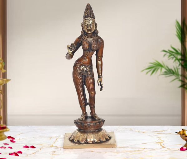 Brass Devi Uma Parvati Statue (Height: 12 inch)