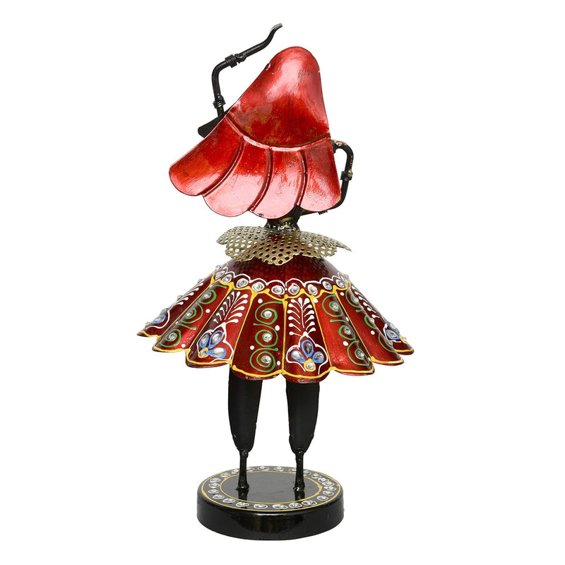 Iron Multicolour Rajasthani Dancing Tribal Dolls Figurine (Height: 14 Inches)