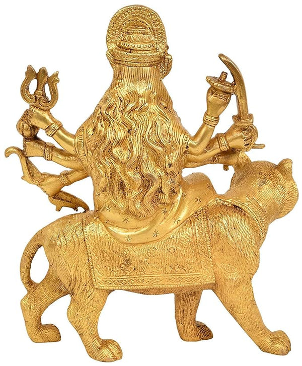 Brass Mother Goddess Durga Statue, Height 8" I Home Decor Entryway Setting