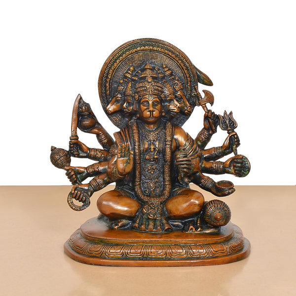 Brass Panchmukhi Hanuman Idol (Height: 9.5Inch) Entryway Setting