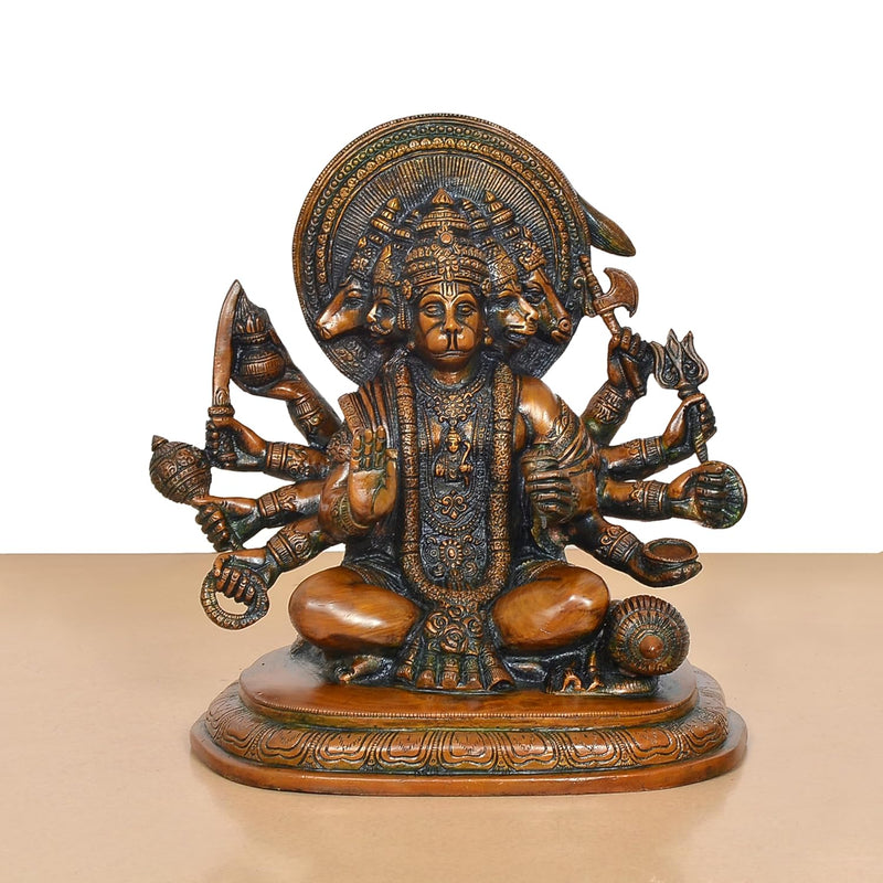 Brass Panchmukhi Hanuman Idol (Height: 9.5Inch)