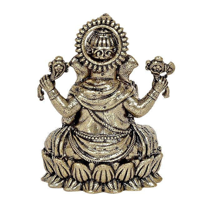 Super Fine Brass Lord Ganesha Ganpati Idol Vinayak Religious Statue Murti (Height: 2Inch)