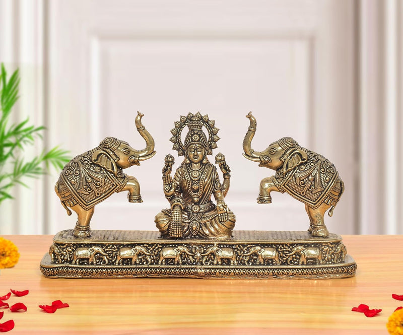 AONA Bronze Gaj Lakshmi Goddess Sitting Statue