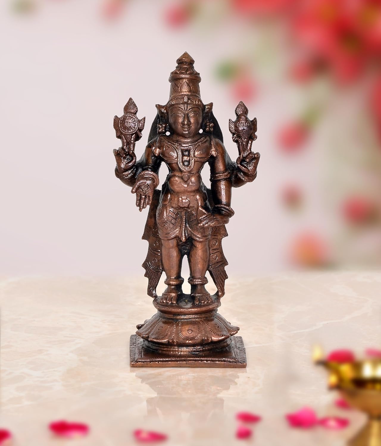 Copper Tirupati Bala ji Statue for Home, Mandir Pooja Decor Idol Color-Copper (Height: 4.5 Inch)