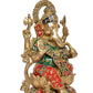 Brass Lord Ganesha Idol Ganesh Statue Decorative Sculpture for Home Decor Office Mandir Pooja Showpiece (Height 13 Inch)