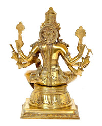 Golden eight-armed Varahi goddess idol figurine, front view with circular shield