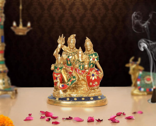 Brass Shiv Parivar Idol (Height 6 Inch)