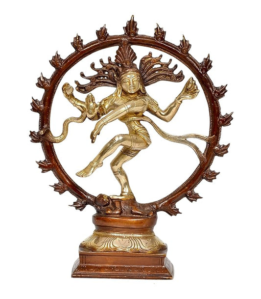 Brass Natraj Lord Shiva Dancing Natraj Brassl Idol Statues Multicolor Height: 9inch