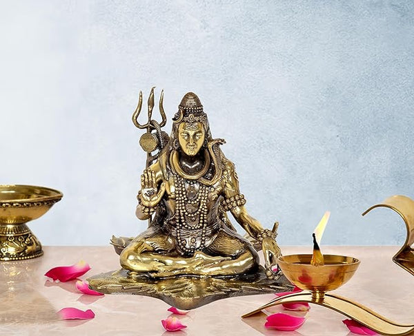 Superfine Brass Lord Shiva Shiv Murti Sculpture, Height : 6 Inch (Home Decor)
