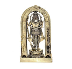 पीतल रंग रामलला मूर्ति, मेहराब के भीतर पीछे का दृश्य, 6 इंच