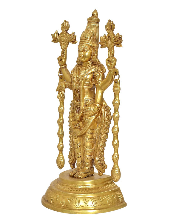 Brass Lord Tirupati Bala Ji Idol Statue for Home Temple Office Decor Figurine Showpiece (Height 16 Inch) Study Setting
