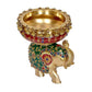 Brass Elephant with Urli Statue Idol with Ghungroo for Home Decor | Height : 9 Inches