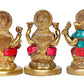 Goddess Lakshmi Ganesha Saraswati Brass Idol Lakshmi Ganesh Murti, Height 5 Width 3.5 Inches