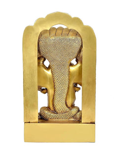 Brass Vishnu Virat Roop face panel with textured features and arched frame