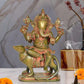 Brass Lord Ganesha Sitting on Mouse Figurine (Height 9.5 Inch)