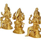 Brass Laskshmi Ganesh Saraswati Statue Idol On Base for Temple Mandir Home Decor | Height : 8 Inches