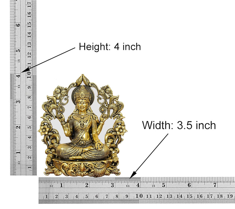 Bronze Lakshmi Maa Idol with Floral Arch Golden (Height 4 Inch)