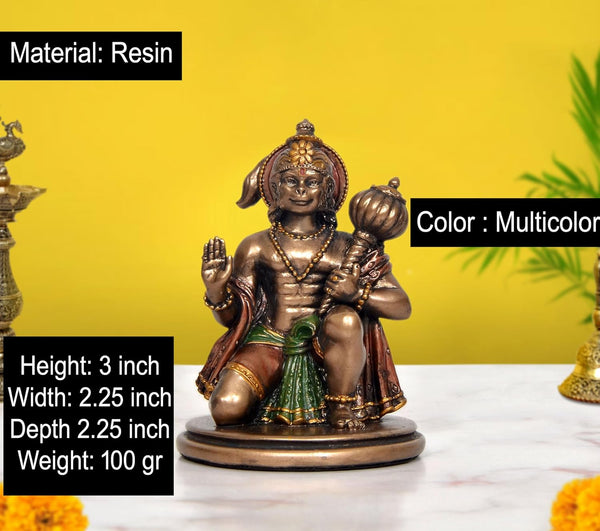 Resin Hanuman JI Sitting in Blessing Idol (Height: 3 Inch) Entryway Setting