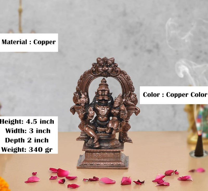Copper God Lakshmi Narasimhar Under The Sheshnag Idol (Height 4.5 Inch)