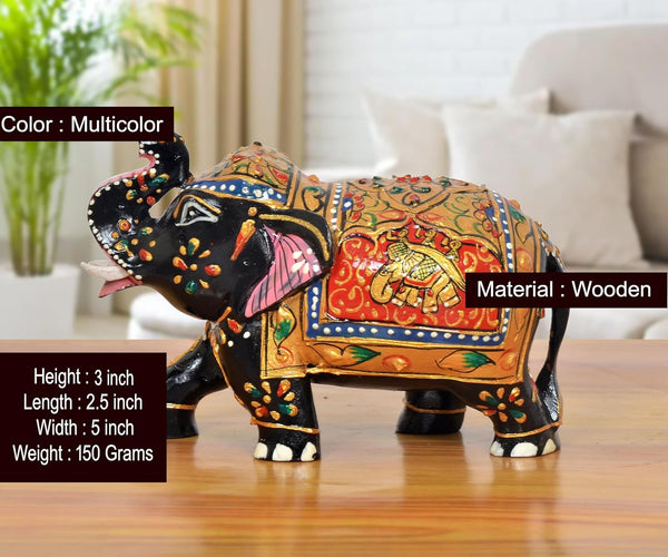 Wooden Elephant Show Piece (Height 3 Inch) Entryway Setting