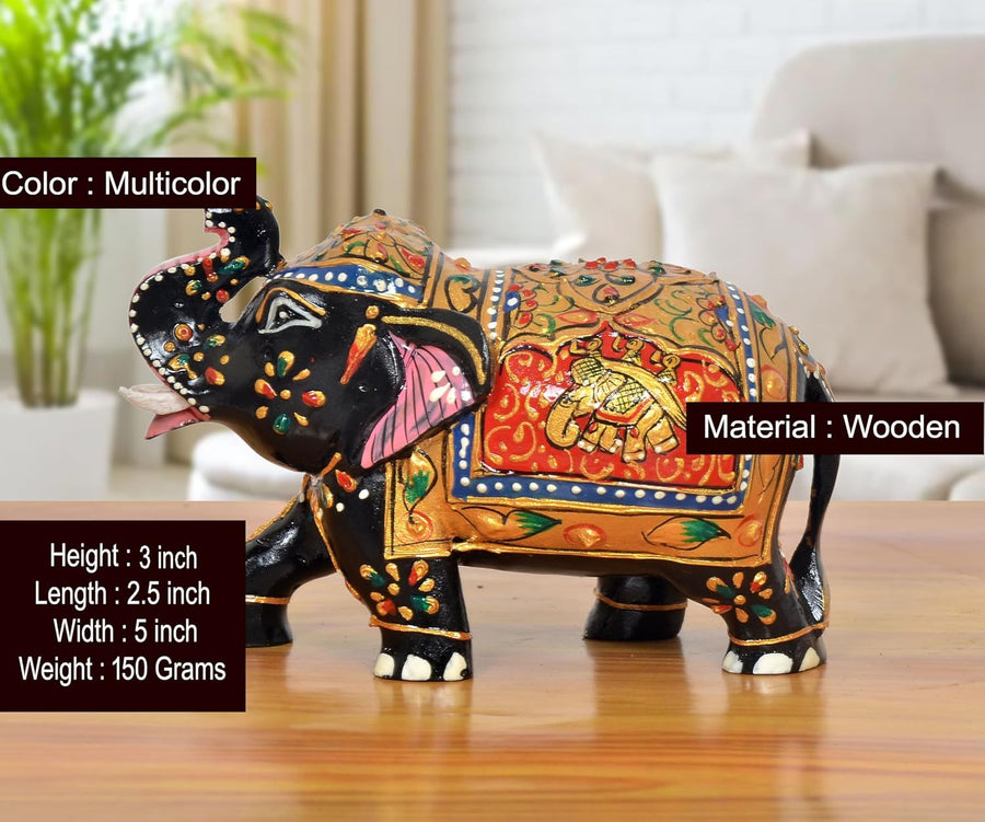 Wooden Elephant Show Piece (Height 3 Inch) Craft Detail