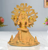 Brass Dakshinamurti Shiva statue with ornate halo and seated pose, 12 inch home décor
