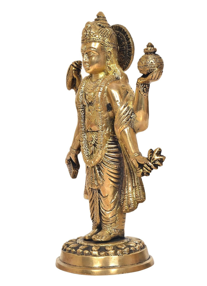 Brass Dhanvantri The Physician of God Statue for Home Office Decor Diwali Pooja Mandir,(Height 10.5 Inch)