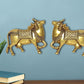 Brass Kamdhenu Cow Pair Wall Hanging Vastu Gau MATA Statues for Home Decor and Ofice Wall Decor Vastu Pooja Figurine (Height: 4 inch) (Gold)