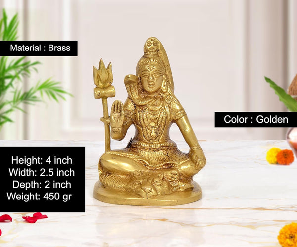 Brass Lord Shiva in Blessing Posture Sculpture (Height 4 Inch) Entryway Setting