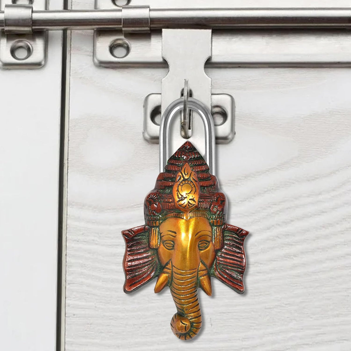 Brass Ganesha Face Door Lock (Height : 8 inch)